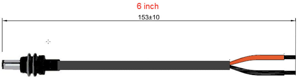 Starlink Mini Custom 6 inch power cable with male solid plug end and bare leads