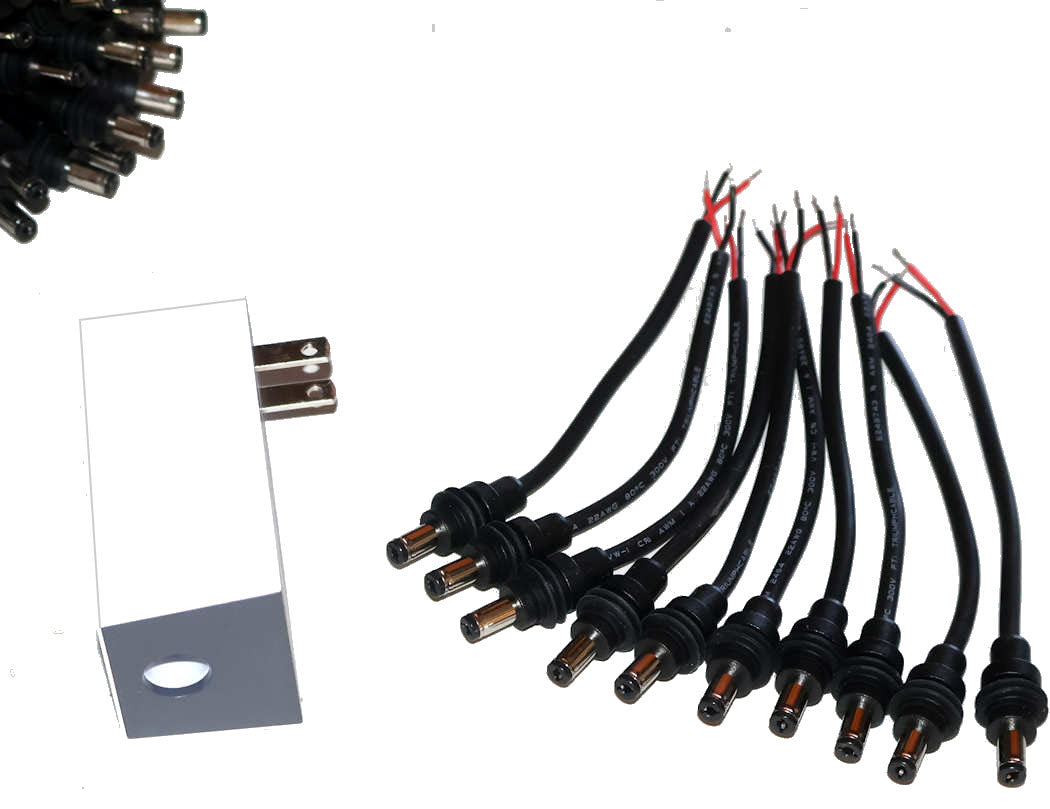 Starlink Mini Custom 6 inch power cable with male solid plug end and bare leads