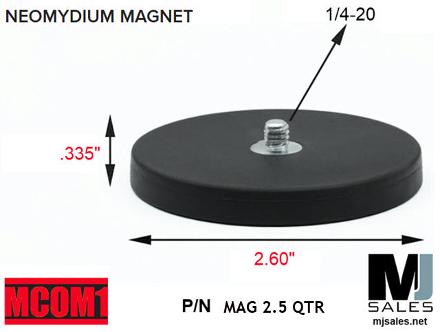 Neodymium magnets with 1/4-20 threaded stud MAG 2.5 inch diameter magnet